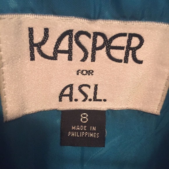 Aqua colored blazer and skirt set - Picture 3 of 7